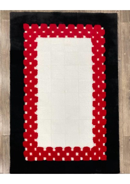 Beyaz Kırmızı Peluş Halı 160 x 230 cm modelleri