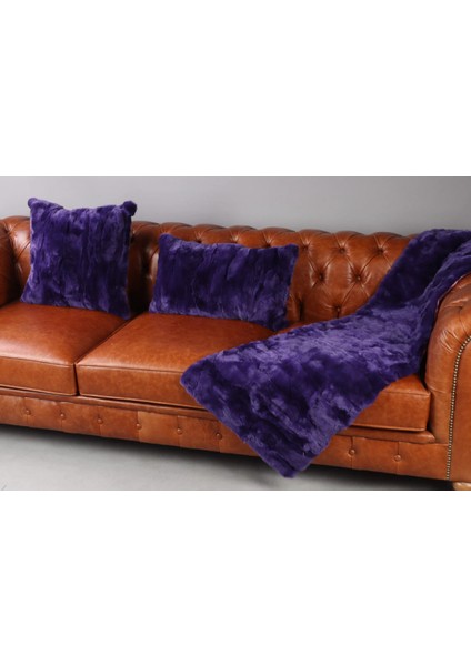 Mor Doğal Kürk Koltuk Şal Takımı Şal 50 x 180 Cm, Yastık 50 x 50 Cm, Bel Yastığı 35 x 60 cm fırsatları