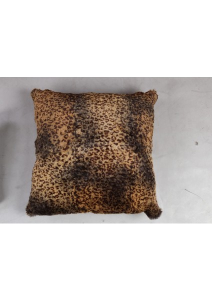 Kahverengi Dana Derisi Koltuk Şal Takımı Şal 50 x 180 Cm, Yastık 50 x 50 Cm, Bel Yastığı 35 x 60 cm