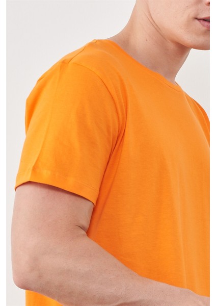 Çetinkaya Mentality 2772 Bisiklet Yaka Penye Slim Fit Orange T-Shırt