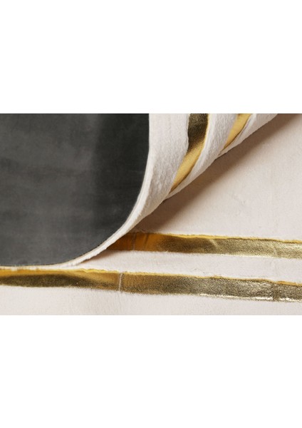 Gold Varaklı Krem Peluş Halı 80 x 150 cm