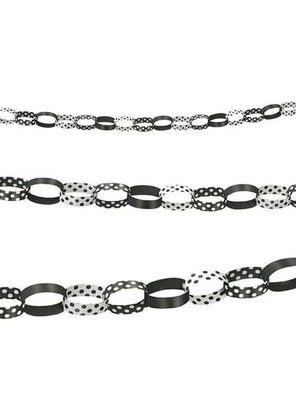 Siyah Renk Iç Içe Geçmiş Karton Halka Zincir Dekor Garland Süs 152 cm