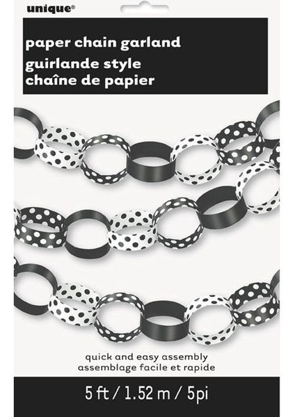 Siyah Renk Iç Içe Geçmiş Karton Halka Zincir Dekor Garland Süs 152 cm fiyatları