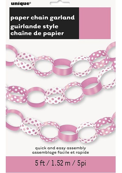 Pembe Renk Iç Içe Geçmiş Karton Halka Zincir Dekor Garland Süs 152 cm fiyatları
