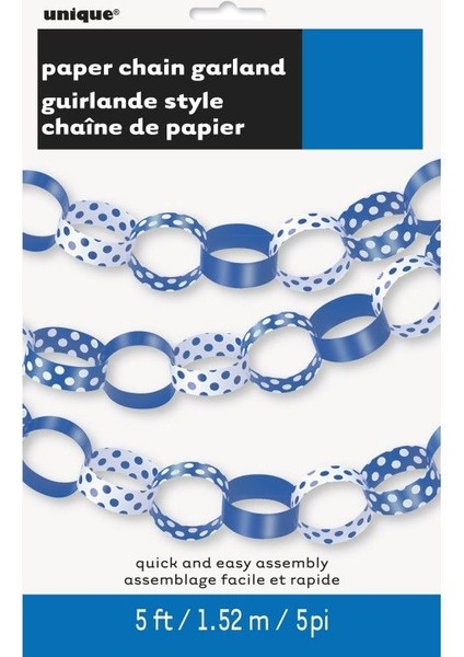 Lacivert Renk Iç Içe Geçmiş Karton Halka Zincir Dekor Garland Süs 152 cm fiyatları