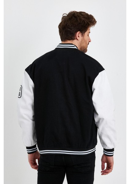 Oversize Renk Bloklu Kot Kolej Mont Siyah indirimleri