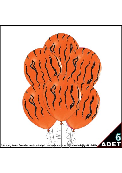 Kaplan Baskılı Turuncu Balon, 30CM x 6 Adet