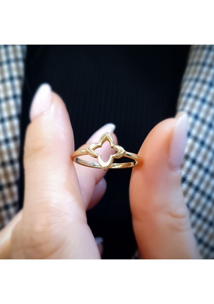 14K Sade Altın Çiçek Yüzük