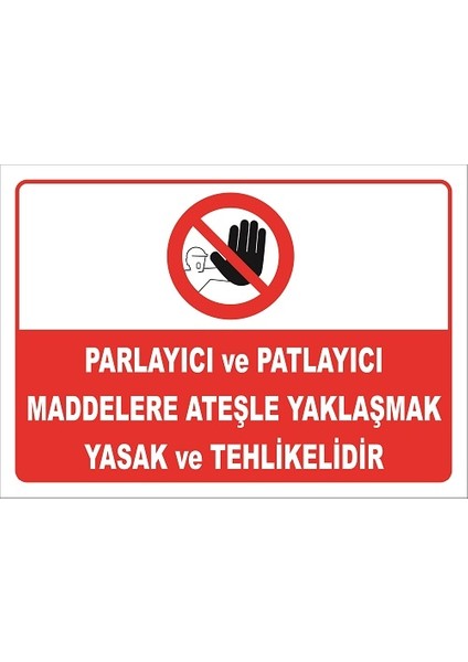 Parlayıcı ve Patlayıcı Maddelere Ateşle Yaklaşmak Yasak ve Tehlikelidir Levhası Ktm 030
