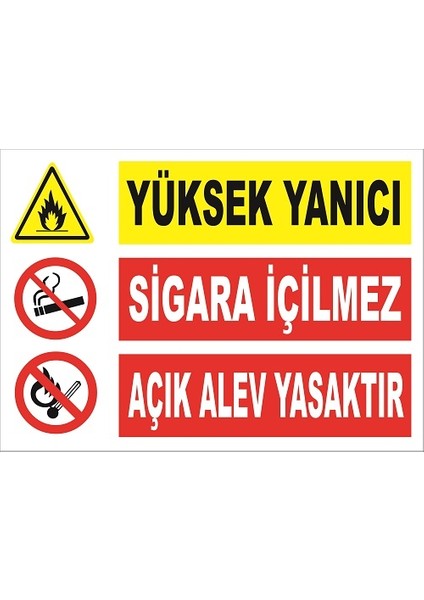 Yüksek Yanıcı-Sigara Içilmez-Açık Alev Yasaktır Levhası