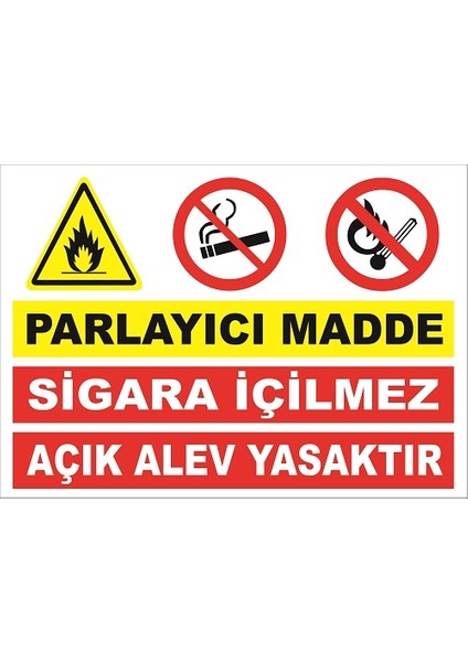 Parlayıcı Madde-Sigara Içilmez Açık Alev Yasaktır Levhası