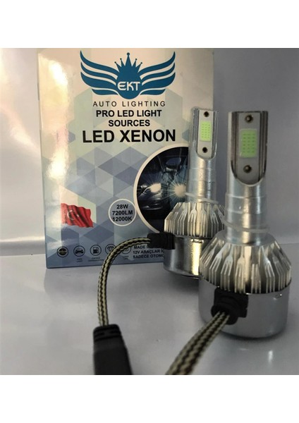 7200 Lümen Ekt Buz Mavi LED Xenon 12000K Şimşek Etkili(Led Far Ampulü)