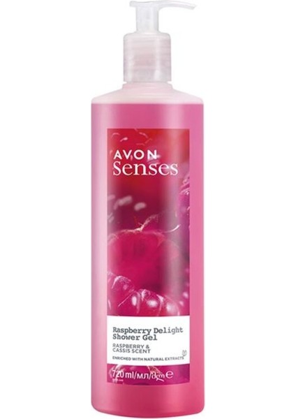 Senses Duş Jeli 720 ml Frambuaz ve Siyah Frenk Üzümü Aromalı Doğal Özlü Geri Dönüştürülebilir Şişe