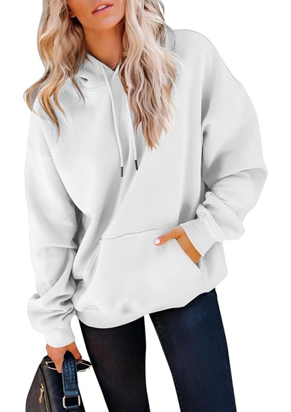 Kadın 3 Iplik Şardonlu Kanguru Cepli Kapüşonlu Sweatshirt