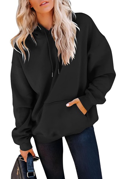 Kadın 3 Iplik Şardonlu Kanguru Cepli Kapüşonlu Sweatshirt