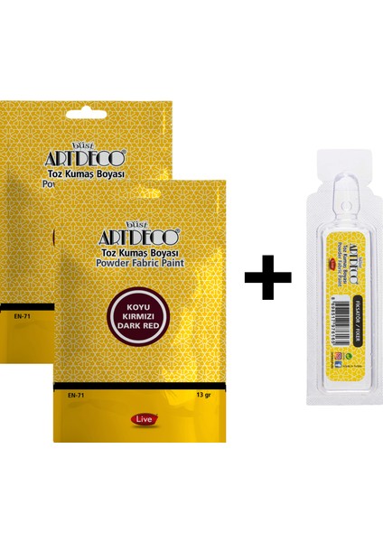 Kumaş Boyası Koyu Kırmızı 2 Paket+Fiske Sabitleme 1 Paket