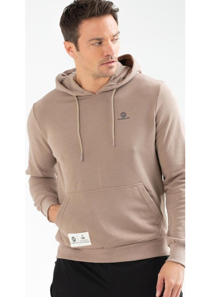 Vizon Regular Fit Düz Pamuklu Kapüşonlu Kanguru Cep Erkek Sweatshirt - XC2173