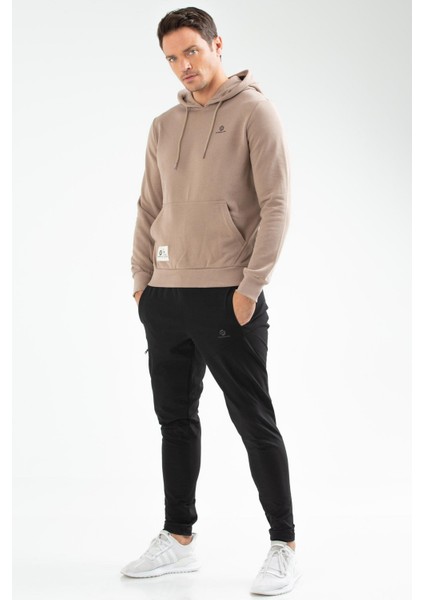 Vizon Regular Fit Düz Pamuklu Kapüşonlu Kanguru Cep Erkek Sweatshirt - XC2173