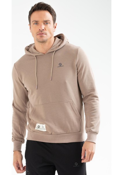 Vizon Regular Fit Düz Pamuklu Kapüşonlu Kanguru Cep Erkek Sweatshirt - XC2173