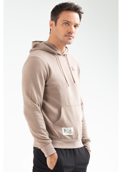 Vizon Regular Fit Düz Pamuklu Kapüşonlu Kanguru Cep Erkek Sweatshirt - XC2173