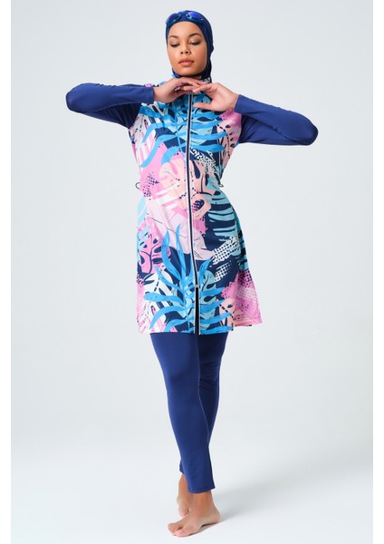 Desenli Biye Süslemeli Tesettür Mayo