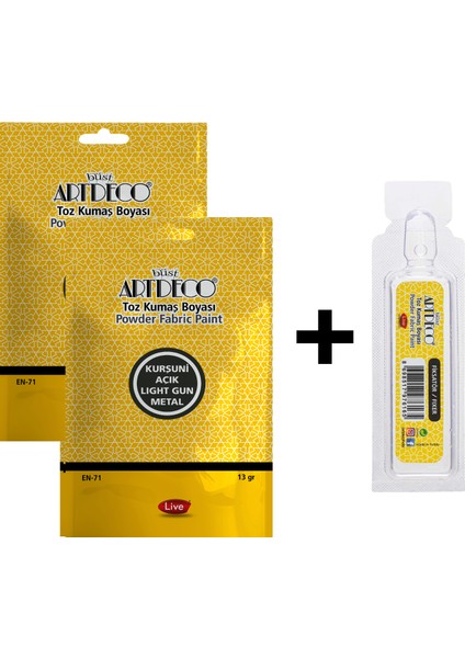 Kumaş Boyası Kurşuni Açık 2 Paket+Fiske Sabitleme 1 Paket
