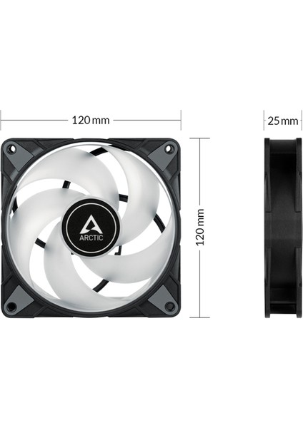 Arctıc P12 Pwm Pst A-Rgb 120MM 0-2200 Rpm 0db Yarı Pasif Yüksek Basınçlı Kasa Fanı (AR-ACFAN00231A)