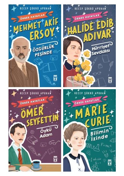 Örnek Hayatlar 4 Kitap Set - Mehmet Akif Ersoy - Halide Edib Adıvar - Ömer Seyfettin - Marie Curie