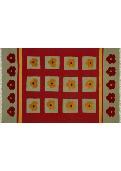Kilim Kırmızı Çiçekli Yün ve Pamuk Kilim Oda Salon Halısı fiyatları