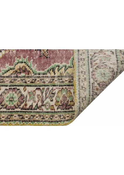 Vintage Yeşil Göbekli Yün ve Pamuk El Dokuma Oda Salon Halısı modelleri