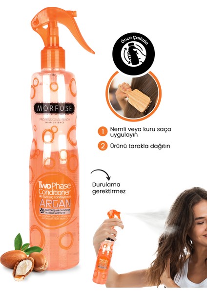 Morfose Çift Fazlı Argan Turuncu Fön Suyu 400 ml x 2 Adet