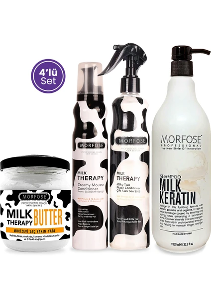 Morfose Milk Keratin Sütü Şampuanı 4'Lü Saç Bakım Ve Şekillendirme Seti