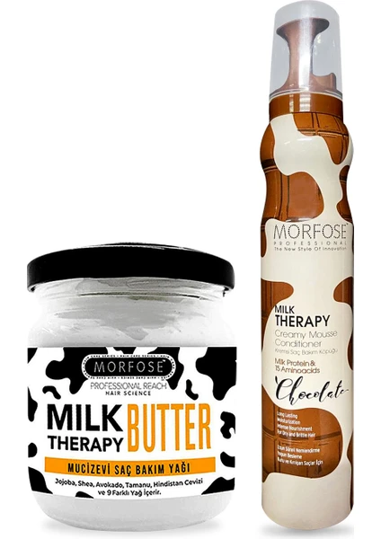 Morfose Milk Therapy Saç Köpüğü Chocolate 200 Ml+Milk Therapy Butter Yağ Içeren Mucizevi Saç Bakım Kremi