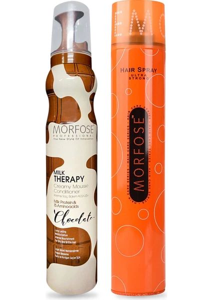 Milk Therapy Saç Köpüğü Chocolate 200 Ml+Morfose Saç Spreyi Ultra Strong Turuncu