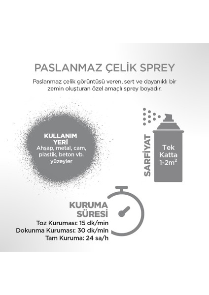 Paslanmaz Çelik Sprey Boya (Inox) 400ML