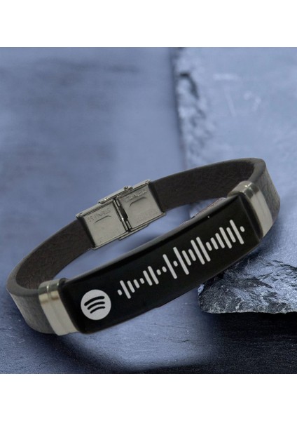Gift Kişiye Özel Spotify Barkodlu Deri Bileklik, Bileklik, Sevgililer Günü Hediyesi, Sevgiliye Hediye, Arkadaşa Hediye