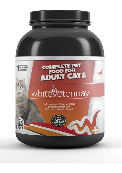 Whiteveterinay Az Tahıllı Yetişkin Kümes Hayvanlı Kedi Maması 1,5 kg