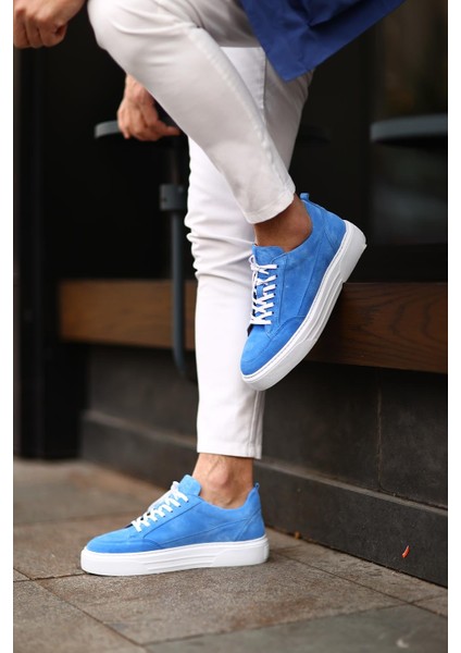 - Mavi Süet Bağcıklı Sneakers Erkek Ayakkabı
