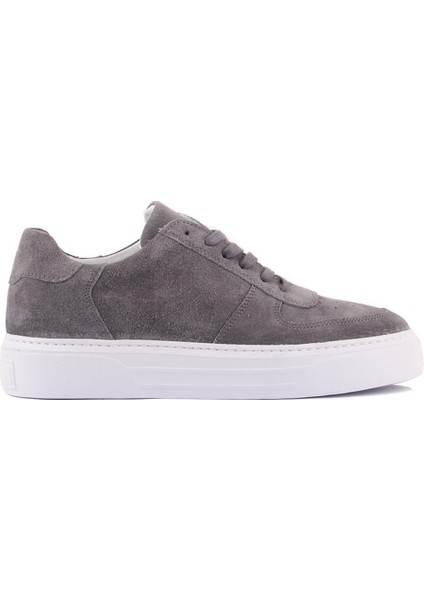 -Gri Süet Bağcıklı Sneakers Erkek Ayakkabı