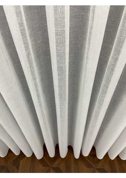 Taç Naturel Keten Ekru 1/3 Sık Pile Tül Perde Tek Kanat - Ekru 340 x 260 cm