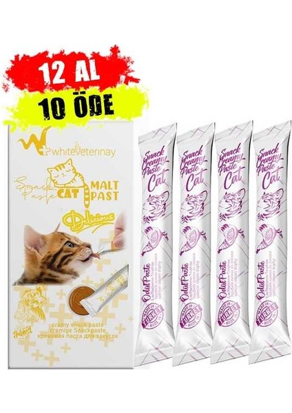 Whiteveterinay Cat Cream Chicken Snack Paste 4X15 gr ( Kediler Için Tavuklu Sıvı Ödül Maması ) - 12 Adet