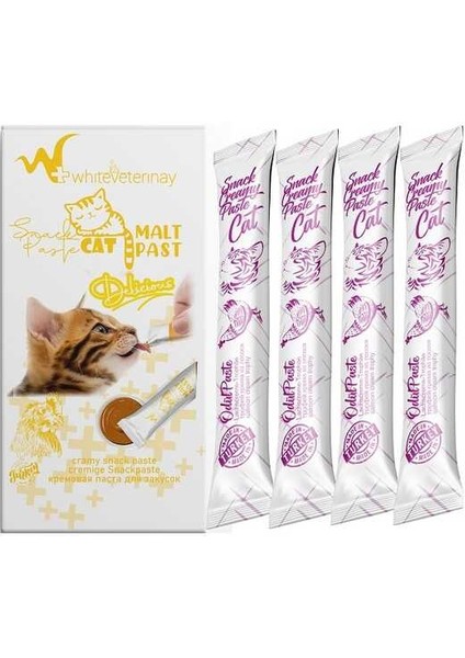 Whiteveterinay Cat Cream Chicken Snack Paste 4X15 gr ( Kediler Için Tavuklu Sıvı Ödül Maması ) - 12 Adet