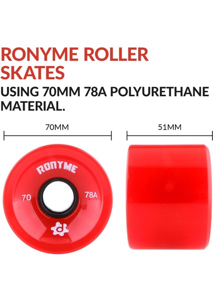 8 adet kaykay tekerlekleri 70x51mm Roller 78A (Yurt Dışından)