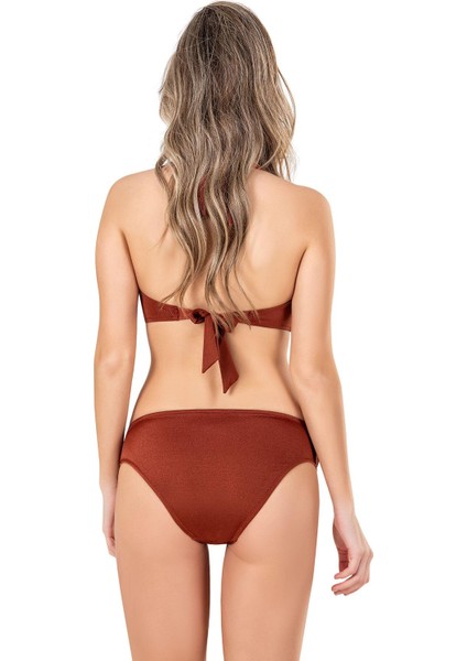 Kadın Fiyonk Detaylı Kiremit Bikini Takımı