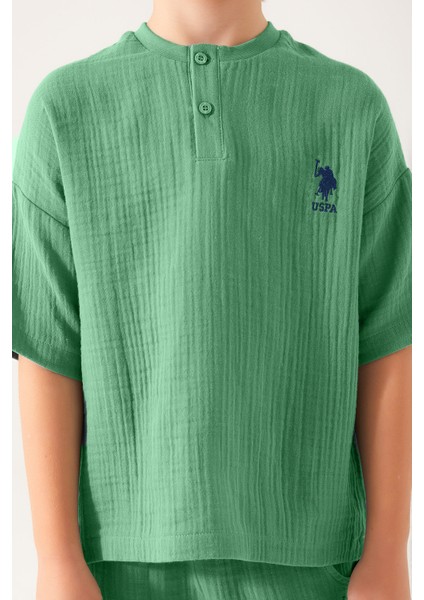 U.S. Polo Assn. Small Button Yeşil Erkek Çocuk Bermuda Takım