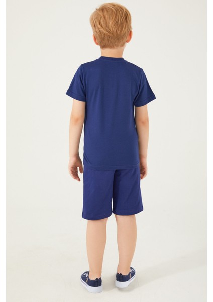 Shaped Small Writing Lacivert Erkek Çocuk Bermuda Takım indirimleri