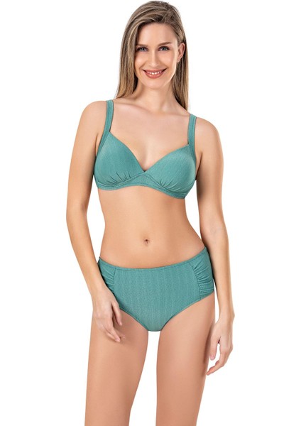 Kadın Büzgü Detaylı Yeşil Simli Bikini Takımı fiyatları
