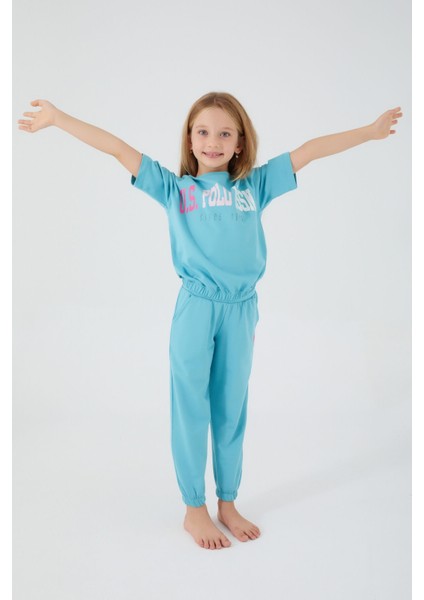Sea Blue Turkuaz Kız Çocuk Kısa Kol Pijama Takım modelleri