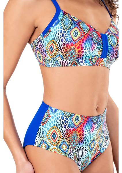 Kadın Desenli Yüksek Bel Destekli Bikini Takımı fiyatları