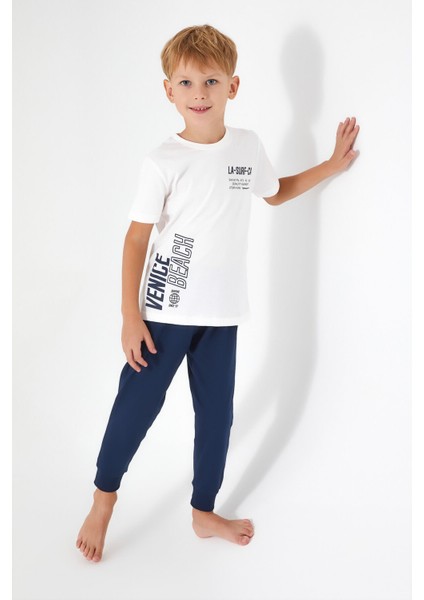 Summer Krem Erkek Çocuk Kısa Kol Pijama Takım modelleri